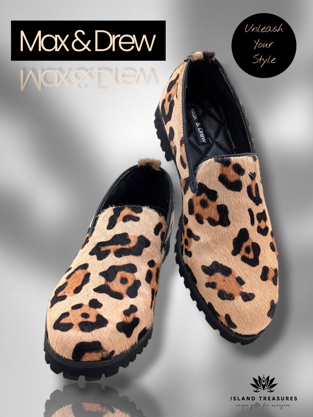 NWT Max & Drew Women's Sizw 6 Textured Leopard Print Rounded Toe Platform Sole